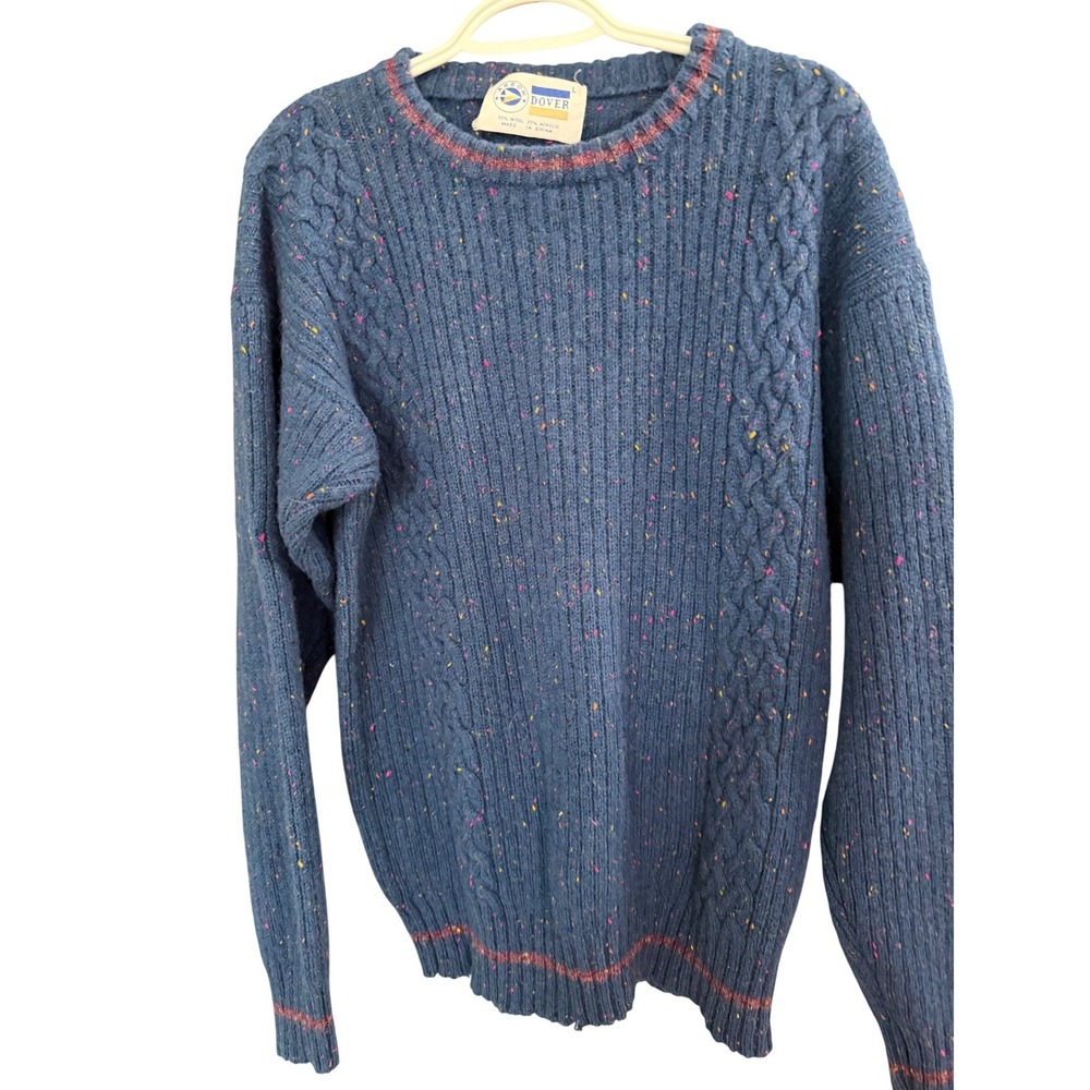 VTG Arrow Dover Wool Confetti Fleck Sweater Blue Men L Blue Grandpa Fisherman